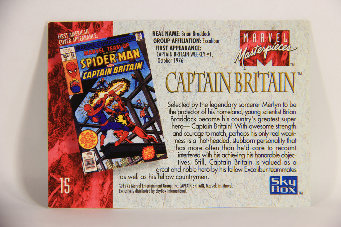 Marvel Masterpieces 1992 Trading Card #15 Captain Britain ENG SkyBox L005111