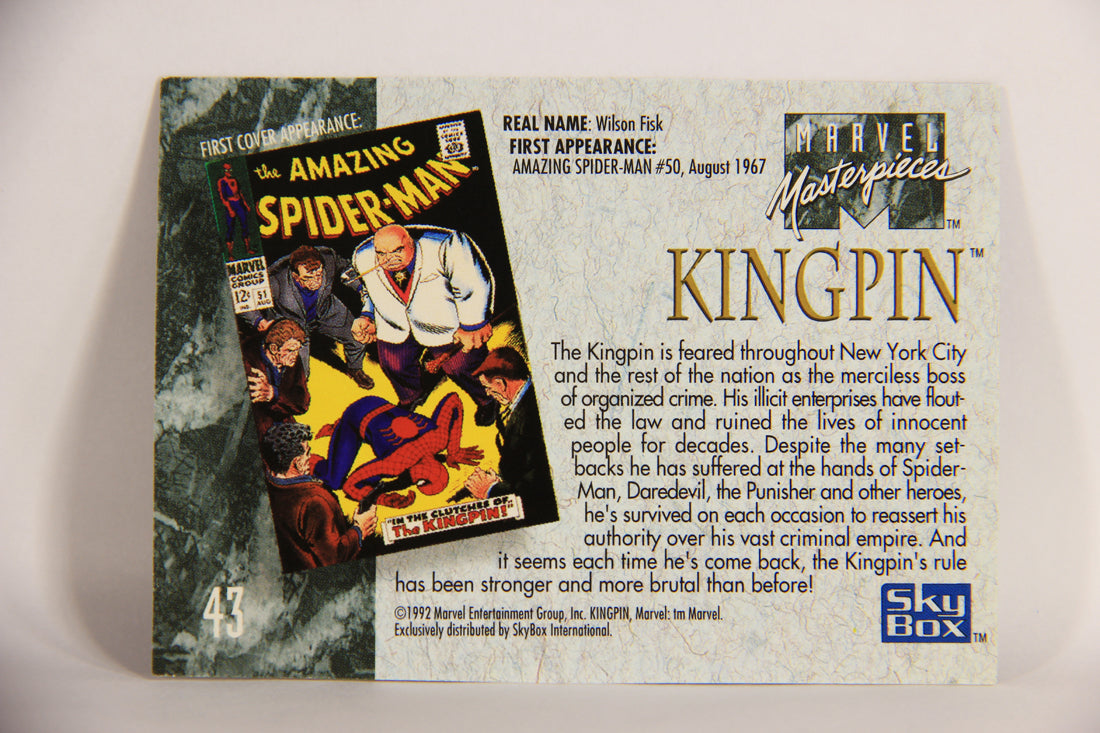 Marvel Masterpieces 1992 Trading Card #43 Kingpin ENG SkyBox L005138