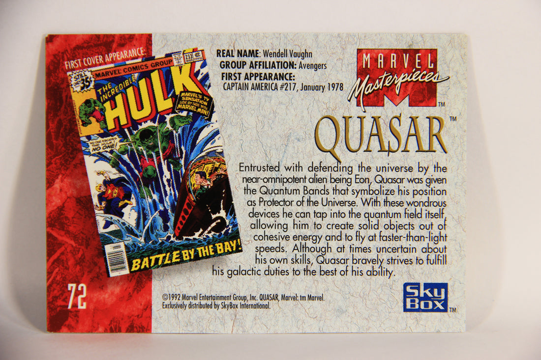 Marvel Masterpieces 1992 Trading Card #72 Quasar ENG SkyBox L005167