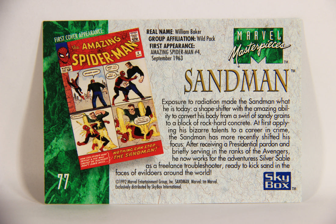 Marvel Masterpieces 1992 Trading Card #77 Sandman ENG SkyBox L005172