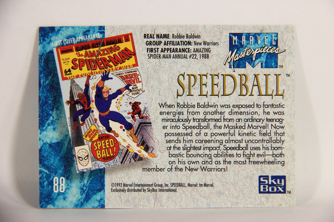 Marvel Masterpieces 1992 Trading Card #88 Speedball ENG SkyBox L005183