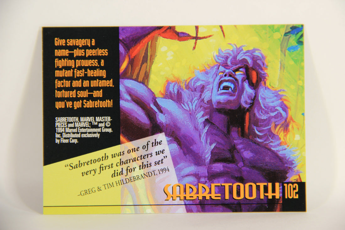 Marvel Masterpieces 1994 Trading Card #102 Sabretooth ENG Fleer L005302