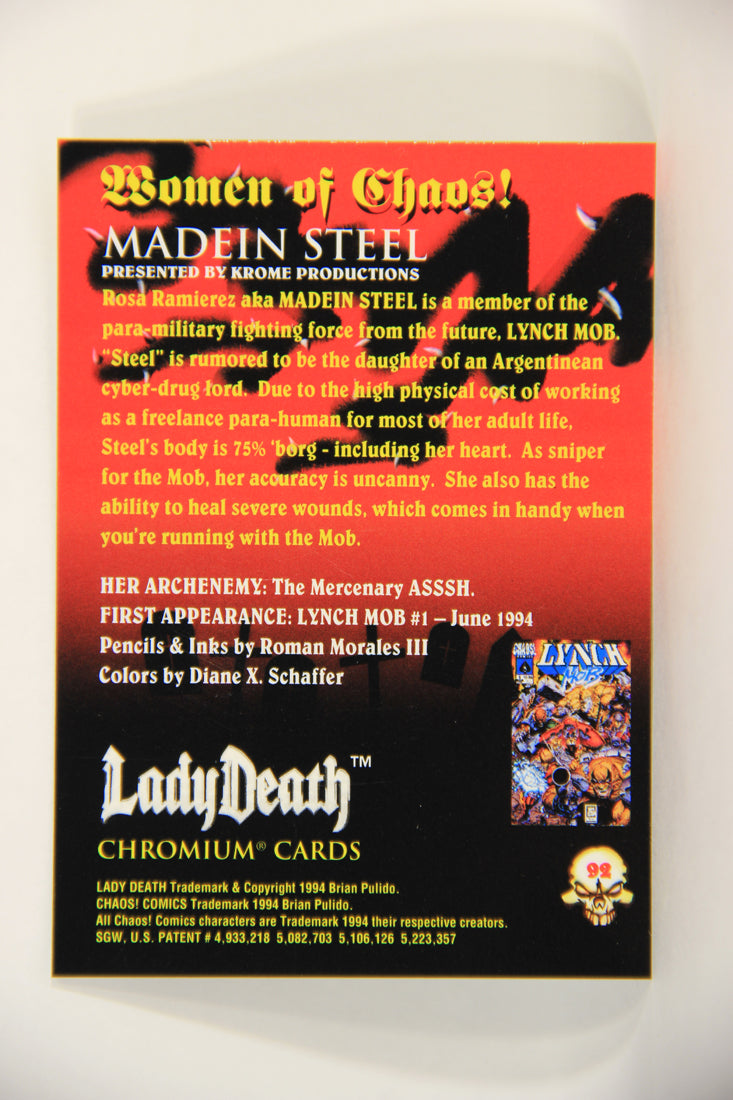 Lady Death Chromium 1994 Trading Card #92 Madein Steel ENG L006323