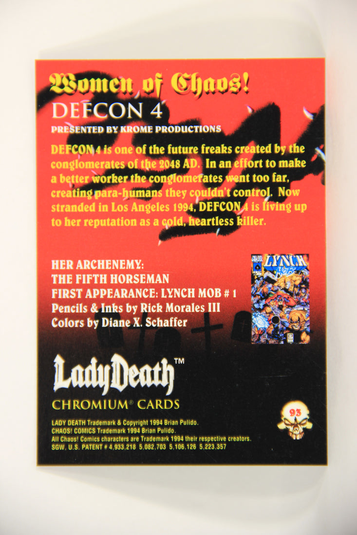 Lady Death Chromium 1994 Trading Card #93 Defcon 4 ENG L006324