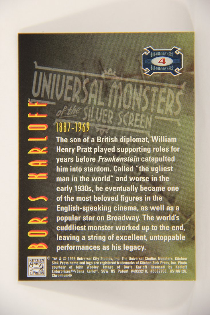 Universal Monsters Of The Silver Screen 1996 Trading Card Bio-Chrome Chromium Chase Card #4 L006807