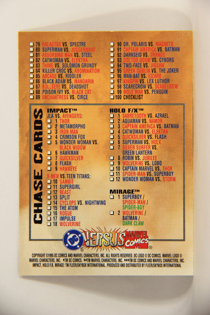 DC Versus Marvel Comics 1995 Trading Card #100 Checklist ENG L007094