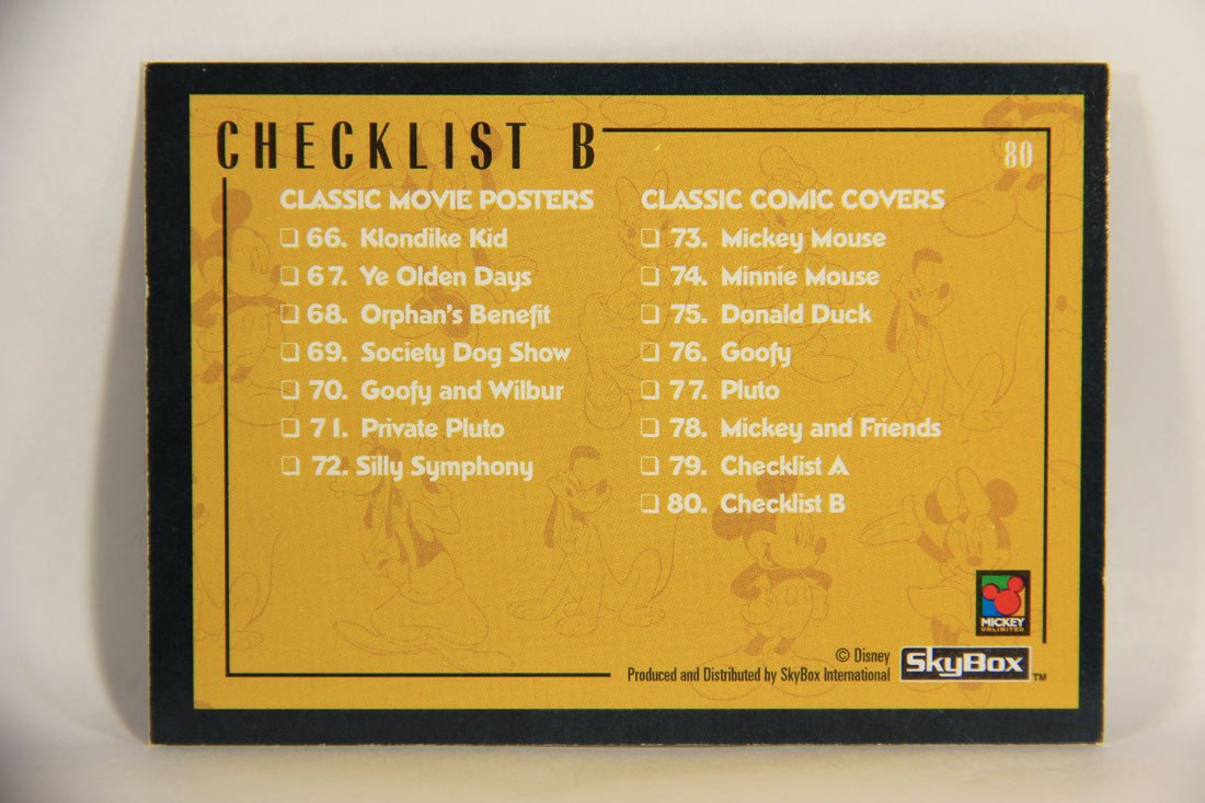 Disney Premium 1995 Trading Card #80 Checklist B L007263