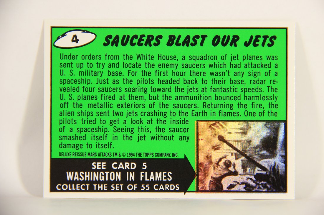 Mars Attacks 1994 Topps Trading Card #4 Saucers Blast Our Jets ENG Artwork L007267