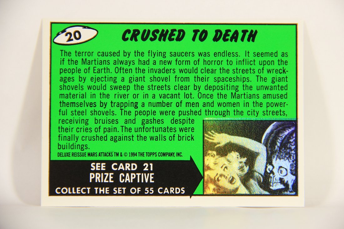 Mars Attacks 1994 Topps Trading Card #20 Crushed To Death ENG Artwork L007283