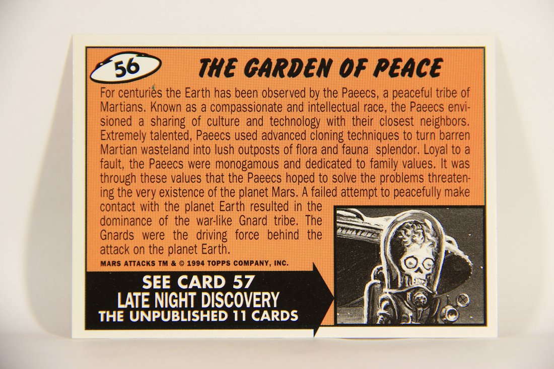 Mars Attacks 1994 Topps Trading Card #56 The Garden Of Peace ENG Unpublished Artwork L007319