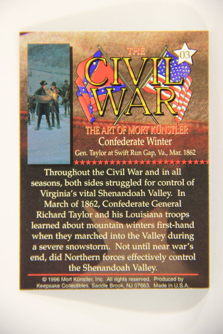 The Civil War The Art Of Mort Künstler 1996 Trading Card #3 Confederate Winter L008001