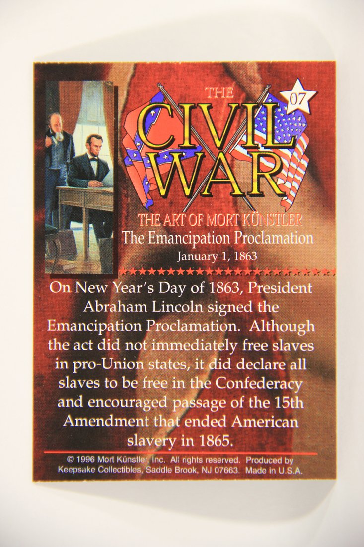 The Civil War The Art Of Mort Künstler 1996 Trading Card #7 Emancipation Proclamation L008005