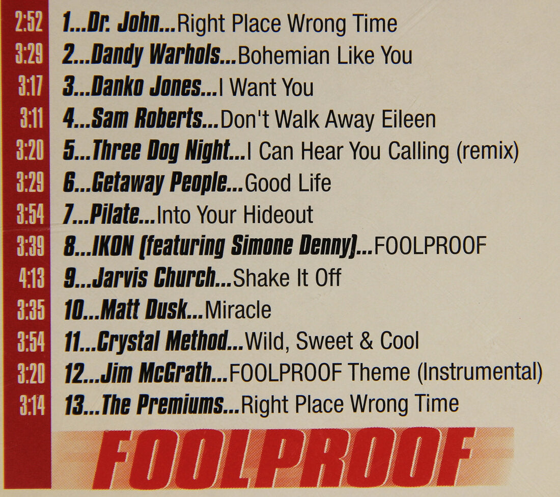 Fool Proof Soundtrack 2003 OST Various Artists Canada L008589