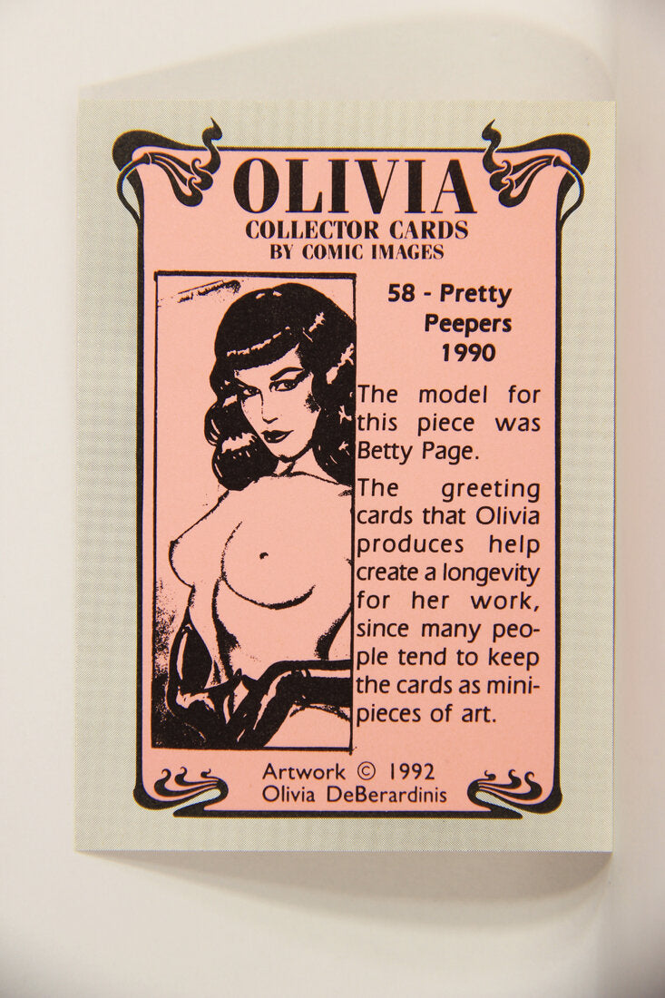 Olivia De Berardinis 1992 Trading Card #58 Pretty Peepers 1990 ENG Pin-Up Art Betty Page L008697