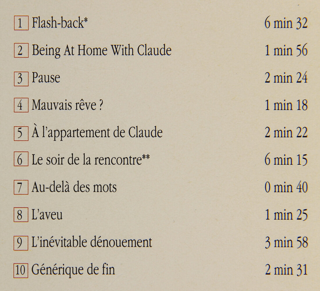 Being At Home With Claude Soundtrack 1992 OST Richard Gregoire Canada L009259