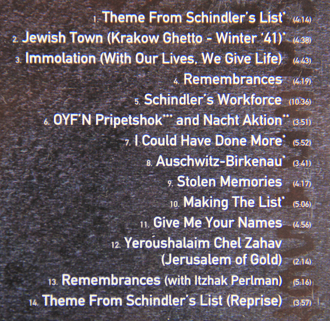 Schindler's List Soundtrack 1993 OST John Williams Canada L009272