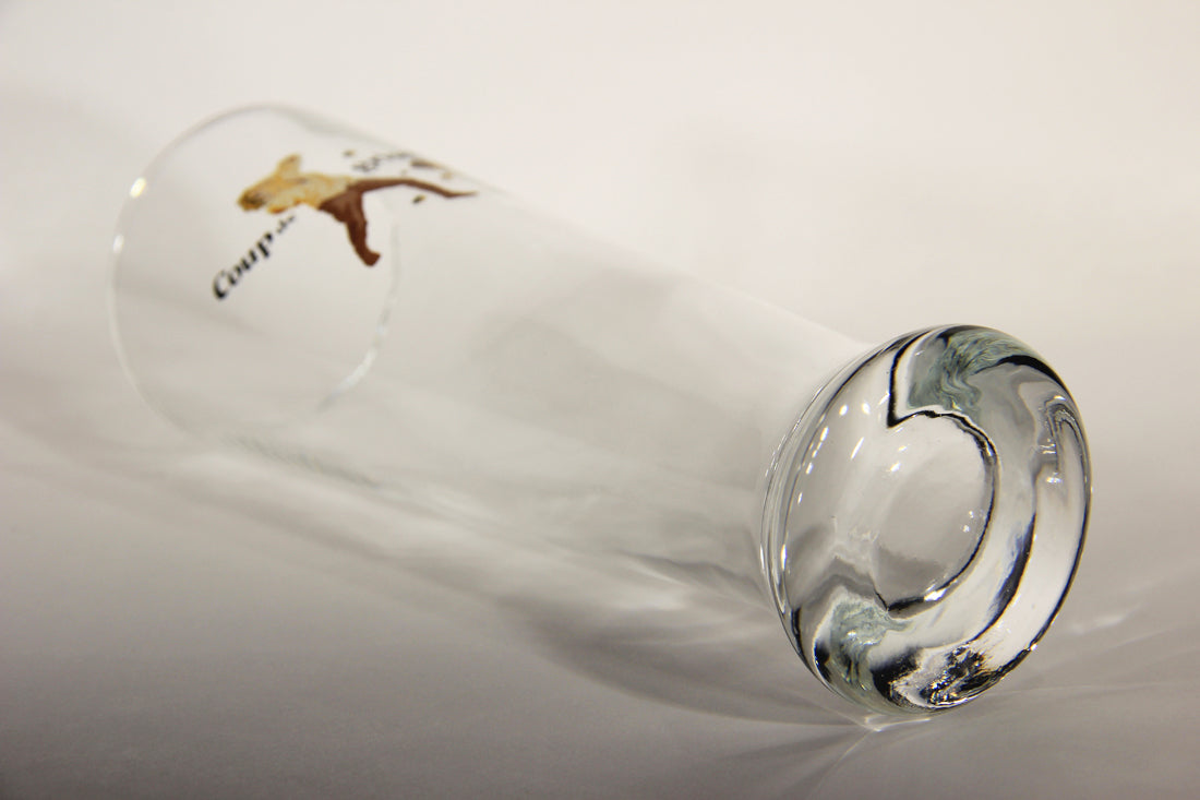 Coup De Grisou Pilsner Beer Glass Canada Quebec Miner Logo firedamp explosion L009473