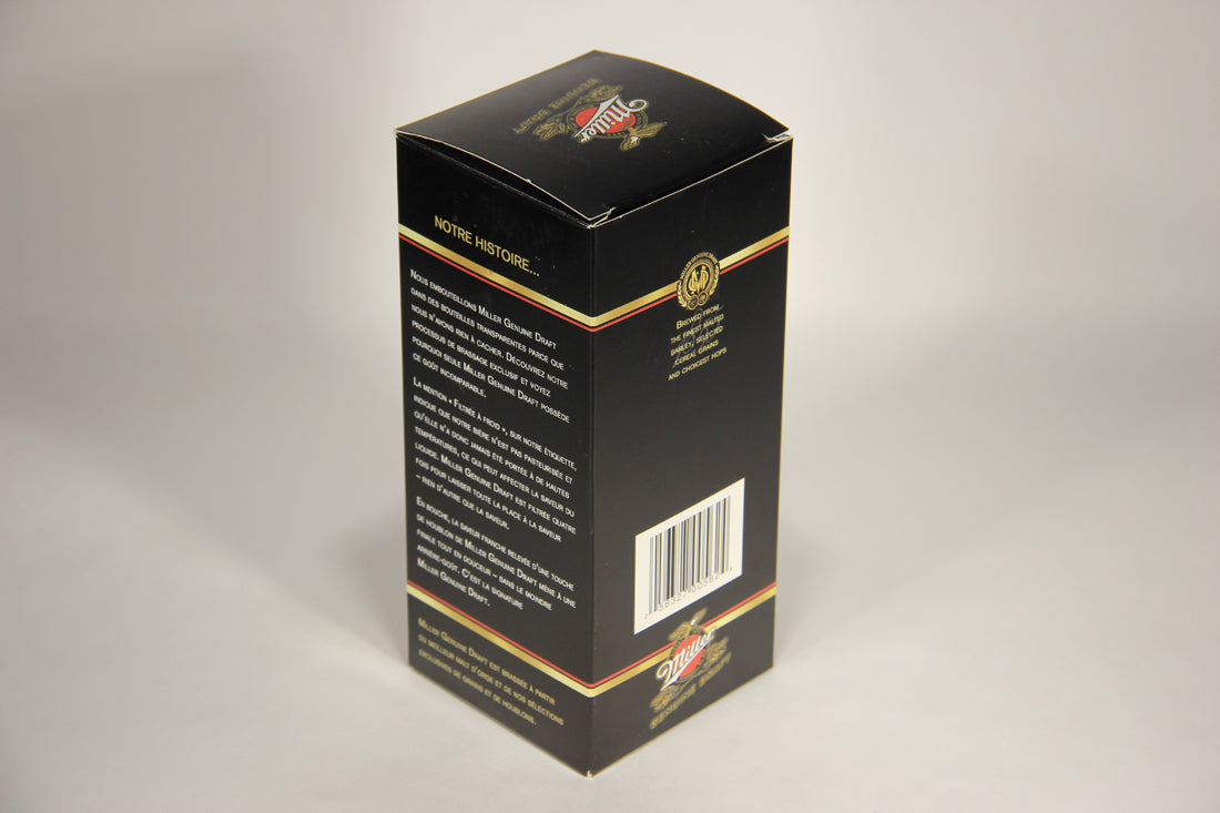Miller Genuine Draft Beer Willi Becher Glass Canadian FR-ENG Box L009583