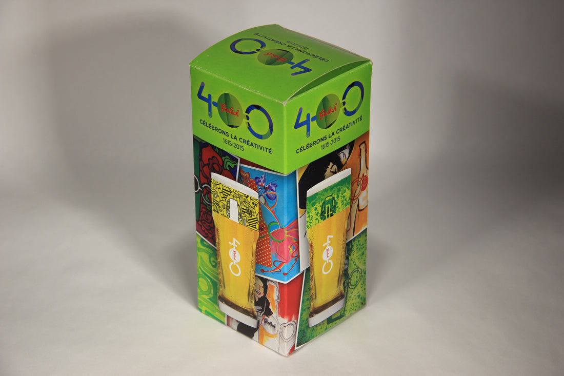 Grolsch 400th Years Edition Yellow Band 0.3L Beer Glass Embossed French Box Netherlands L009584