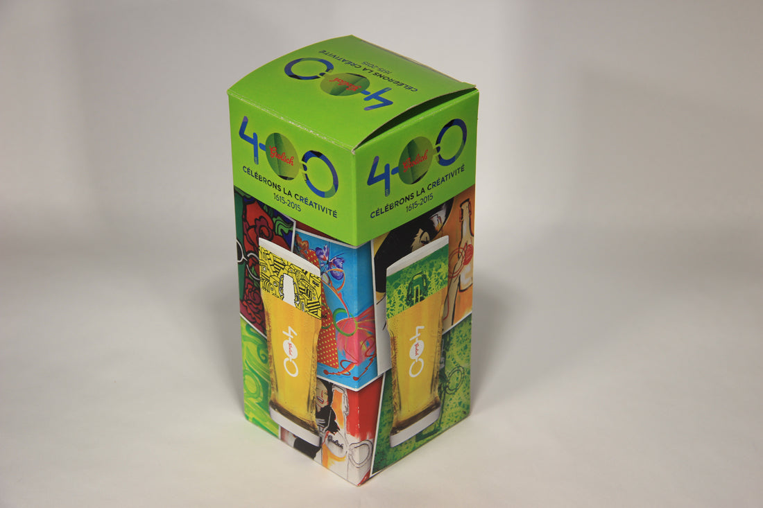 Grolsch 400th Years Edition Green Band 0.3L Beer Glass Embossed French Box Netherlands L009594