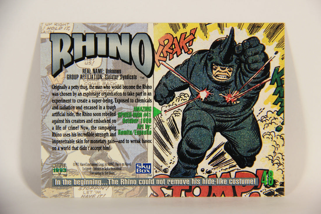 Marvel Masterpieces 1993 Trading Card #48 Rhino ENG SkyBox L009976