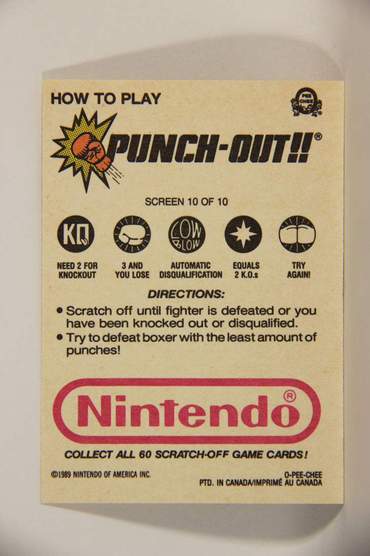 Nintendo Punch-Out 1989 Scratch-Off Card Screen #10 Of 10 ENG L010033