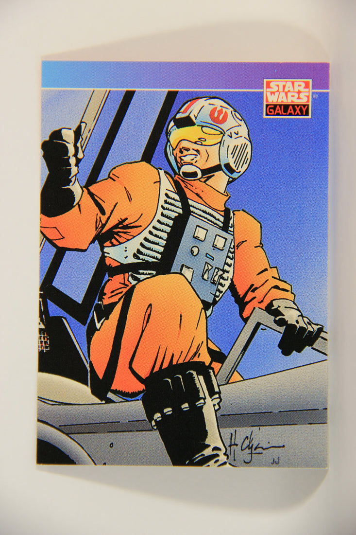 Star Wars Galaxy 1993 Topps Card #87 Luke Skywalker X-Wing Pilot Artwork ENG L010042