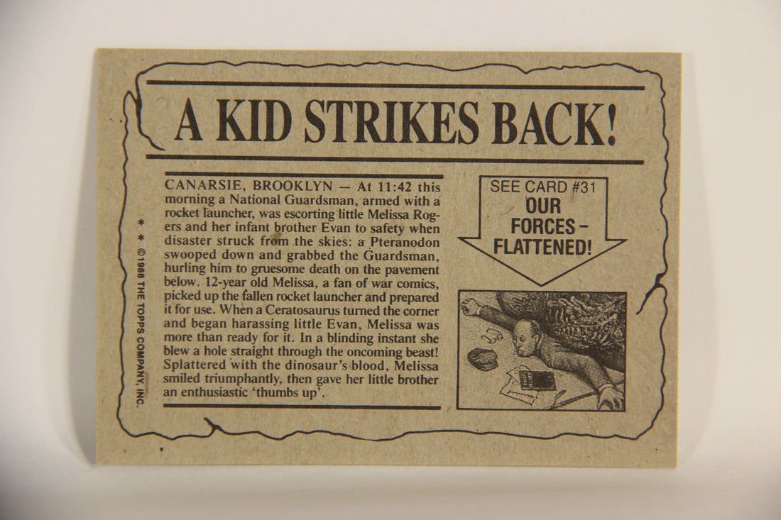 Dinosaurs Attack 1988 Vintage Trading Card #30 A Kid Strikes Back ENG L010074