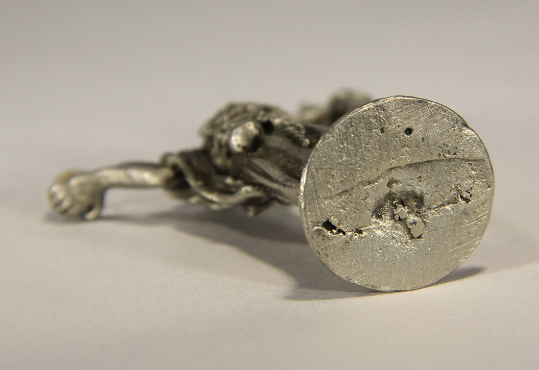 Vintage Pewter Figure Wizard With Staff Owl And Crystal Ball L010180