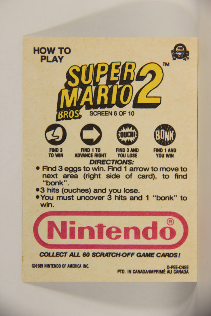 Super Mario Mario 2 Nintendo 1989 Scratch-Off Card Screen #6 Of 10 ENG L010576