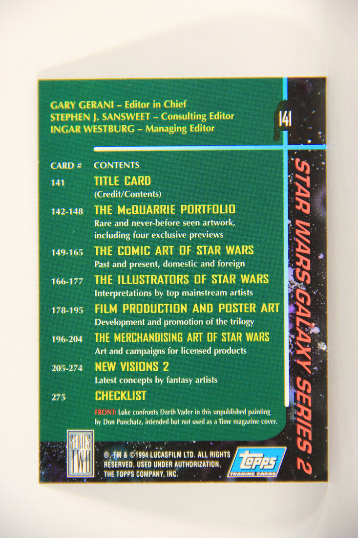 Star Wars Galaxy 1994 Topps Trading Card #141 Title Card Darth Vader And Luke Artwork ENG L010611