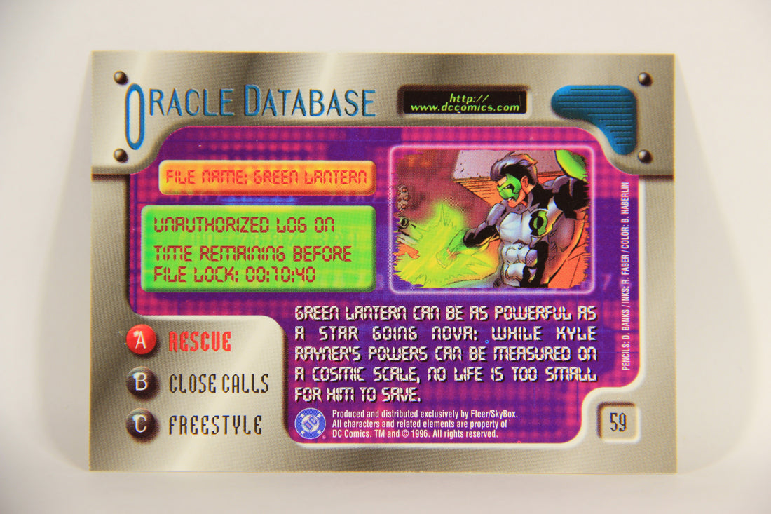 DC Outburst Firepower 1996 Trading Card #59 Green Lantern Embossed Card L010880