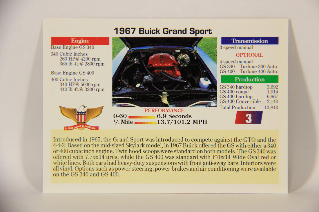 Musclecars 1992 Trading Card #3 - 1967 Buick Gran Sport L011346