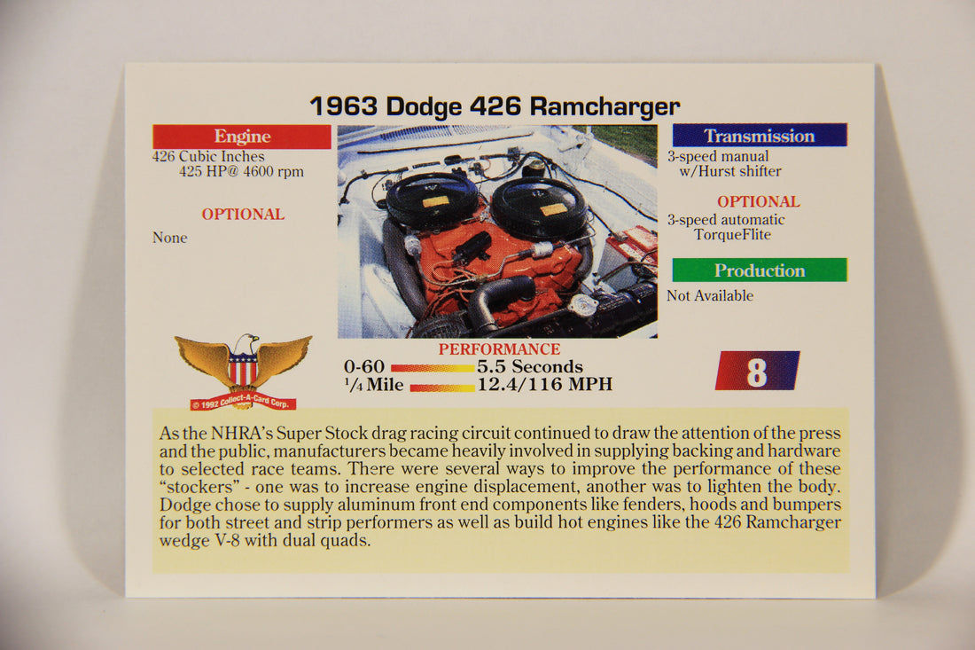 Musclecars 1992 Trading Card #8 - 1963 Dodge 426 Ramcharger L011350