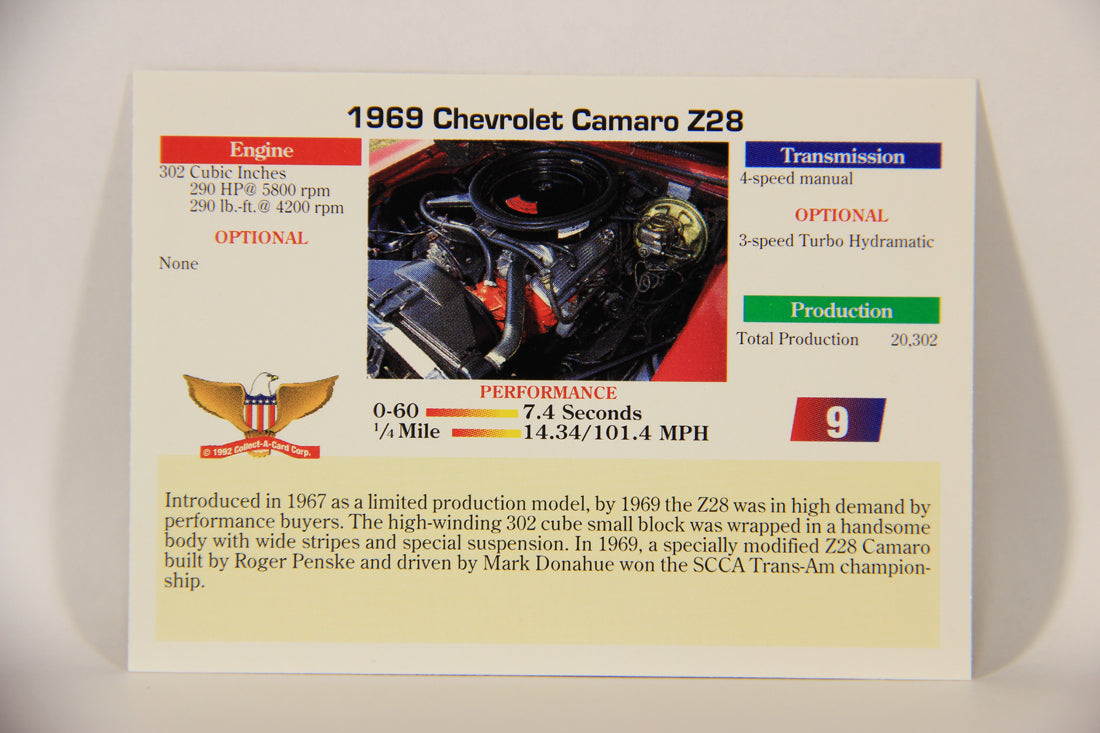 Musclecars 1992 Trading Card #9 - 1969 Chevrolet Camaro Z28 L011351
