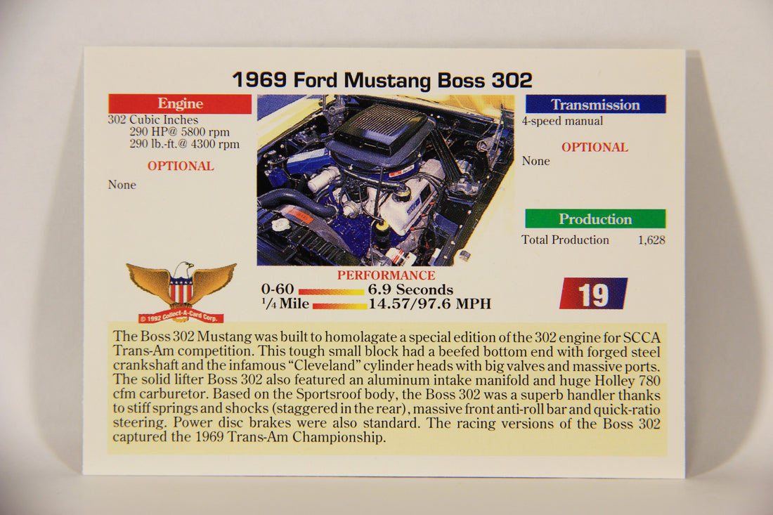 Musclecars 1992 Trading Card #19 - 1969 Ford Mustang Boss 302 L011361