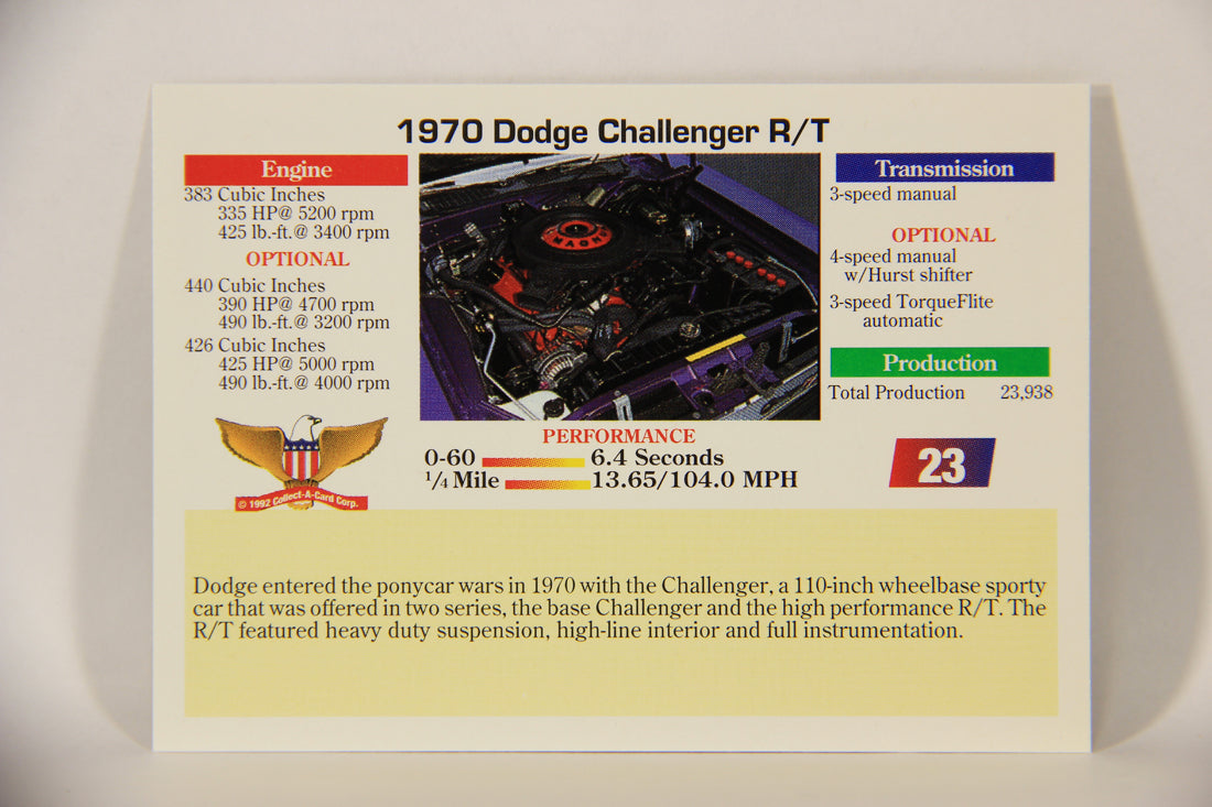 Musclecars 1992 Trading Card #23 - 1970 Dodge Challenger R/T L011365