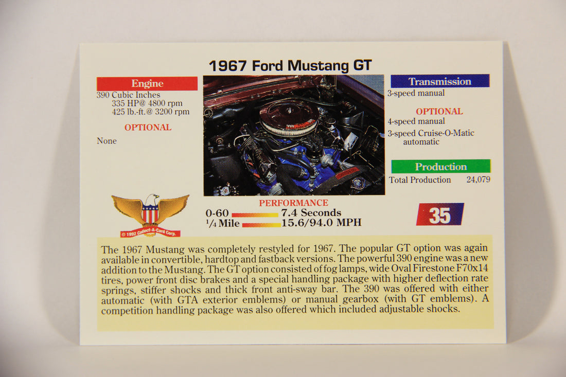 Musclecars 1992 Trading Card #35 - 1967 Ford Mustang GT L011377