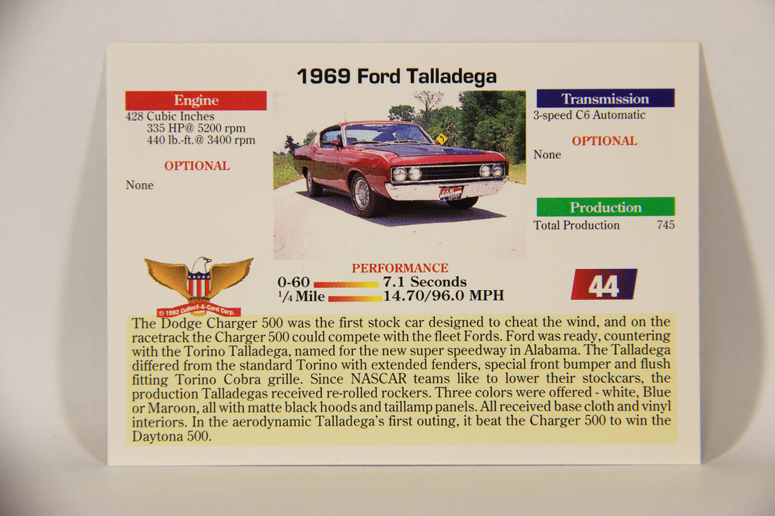 Musclecars 1992 Trading Card #44 - 1969 Ford Talladega L011386