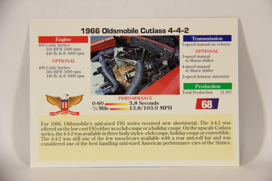 Musclecars 1992 Trading Card #68 - 1966 Oldsmobile Cutlass 4-4-2 L011410