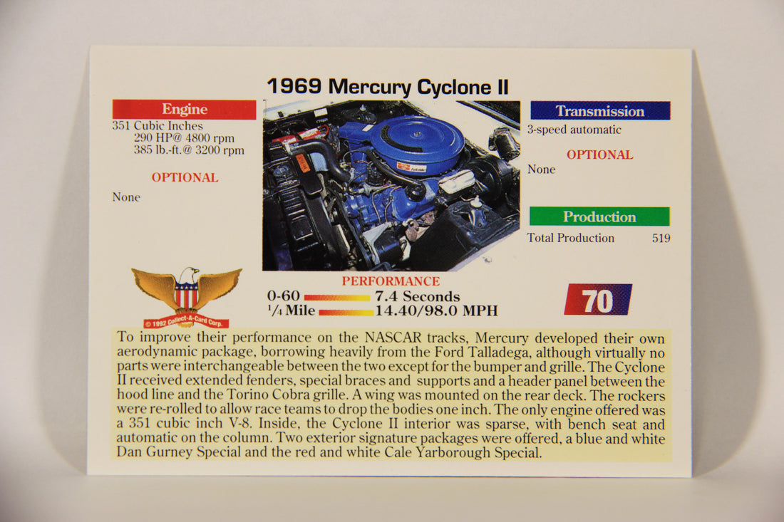 Musclecars 1992 Trading Card #70 - 1969 Mercury Cyclone II L011412