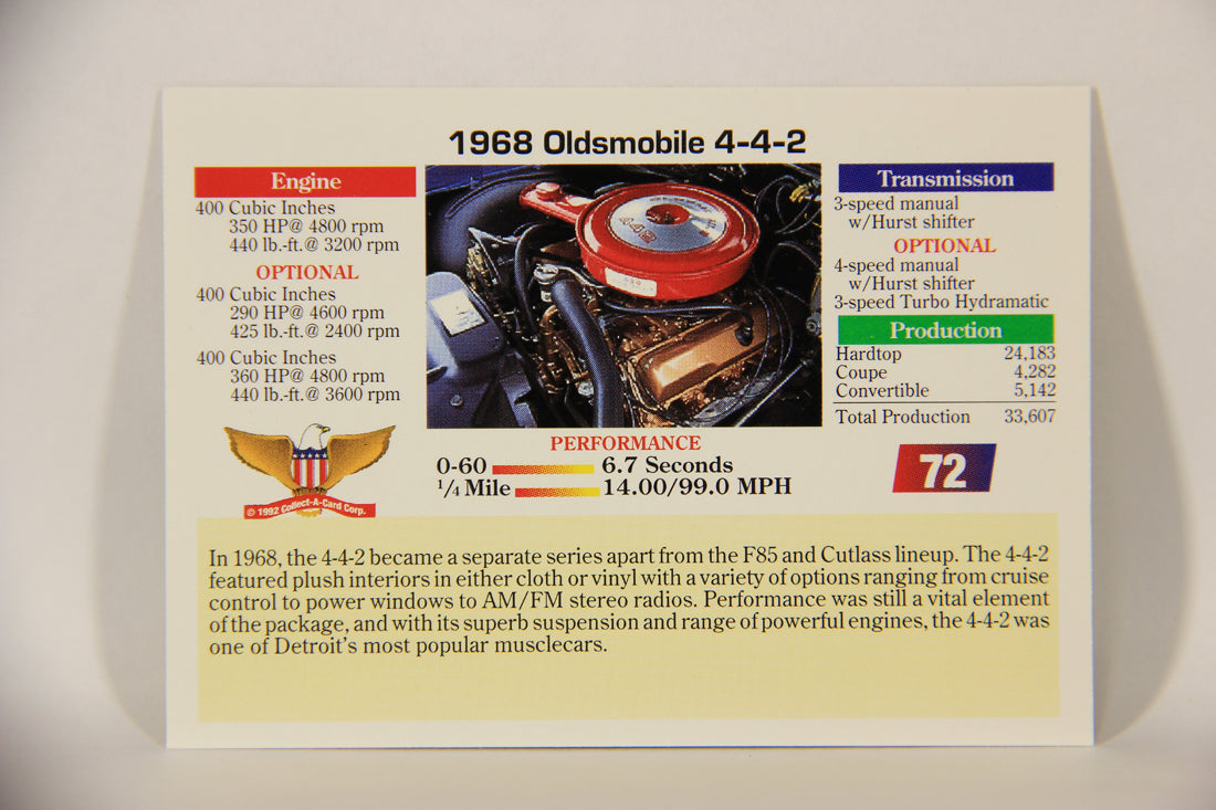 Musclecars 1992 Trading Card #72 - 1968 Oldsmobile 4-4-2 L011414