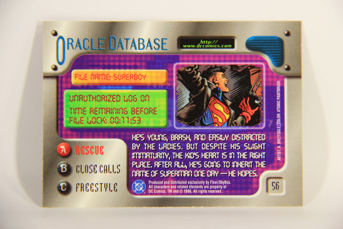 DC Outburst Firepower 1996 Trading Card #56 Superboy Embossed Card L011506