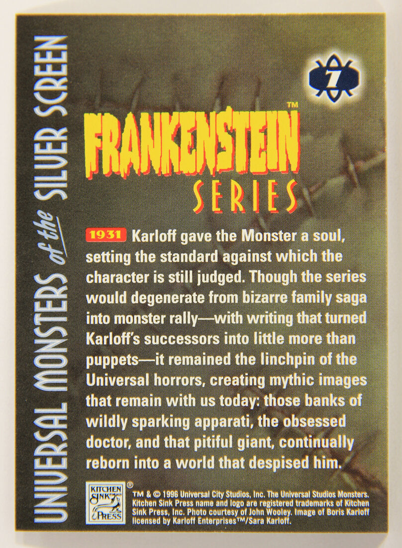 Universal Monsters Of The Silver Screen 1996 Card #7 Frankenstein 1931 Boris Karloff L011516
