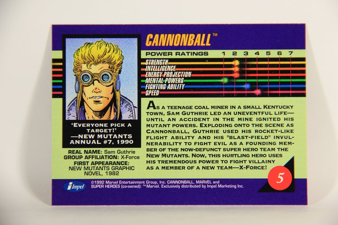 1992 Marvel Universe Series 3 Trading Card #5 Cannonball ENG L011869