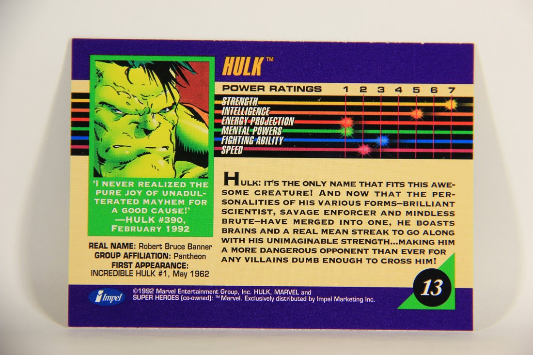 1992 Marvel Universe Series 3 Trading Card #13 Hulk ENG L011876