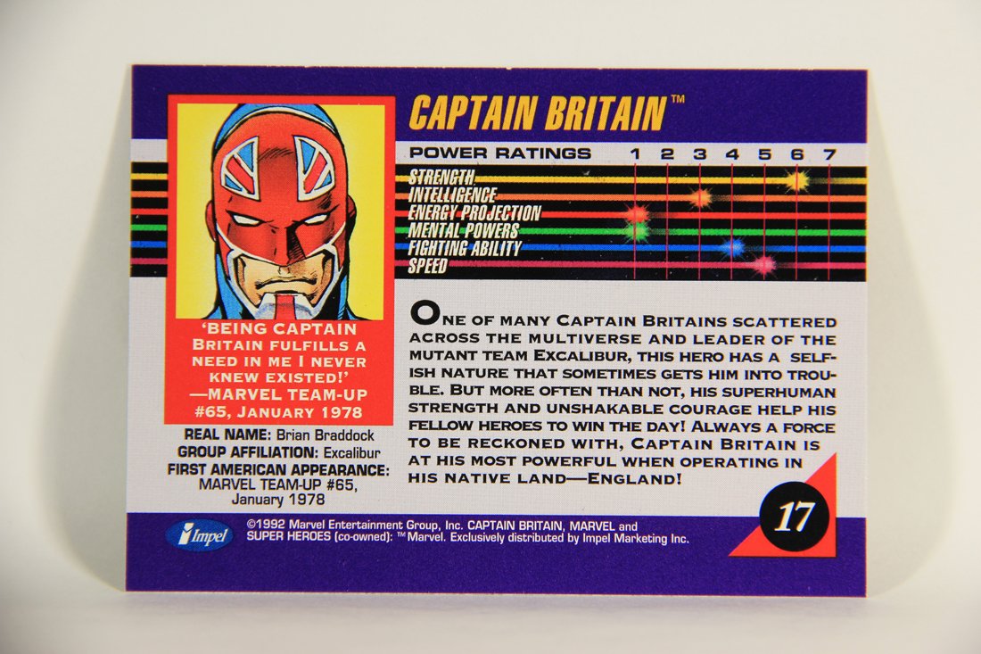 1992 Marvel Universe Series 3 Trading Card #17 Captain Britain ENG L011880