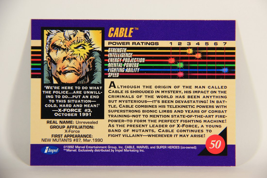1992 Marvel Universe Series 3 Trading Card #50 Cable ENG L011913