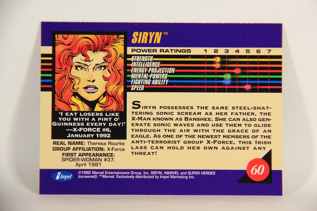 1992 Marvel Universe Series 3 Trading Card #60 Siryn ENG L011923