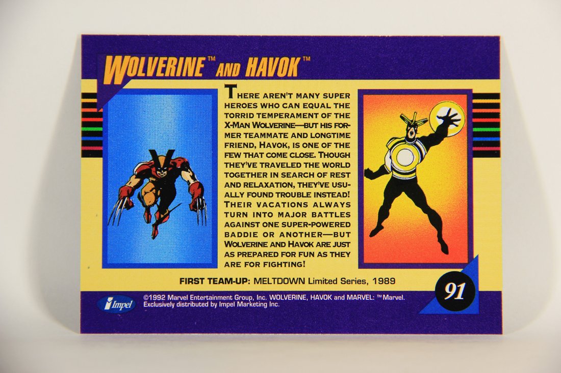 1992 Marvel Universe Series 3 Trading Card #91 Wolverine And Havok ENG L011954